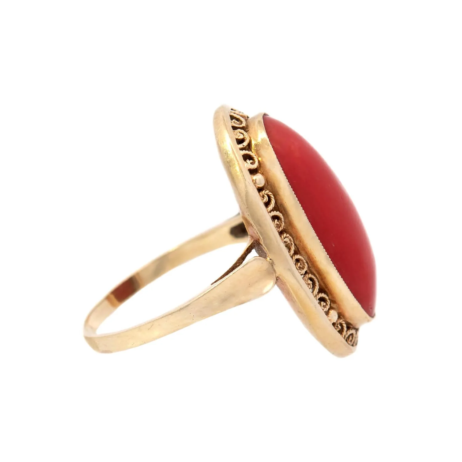 BIRKS Late Victorian 14k Oxblood Coral Ring - Image 3