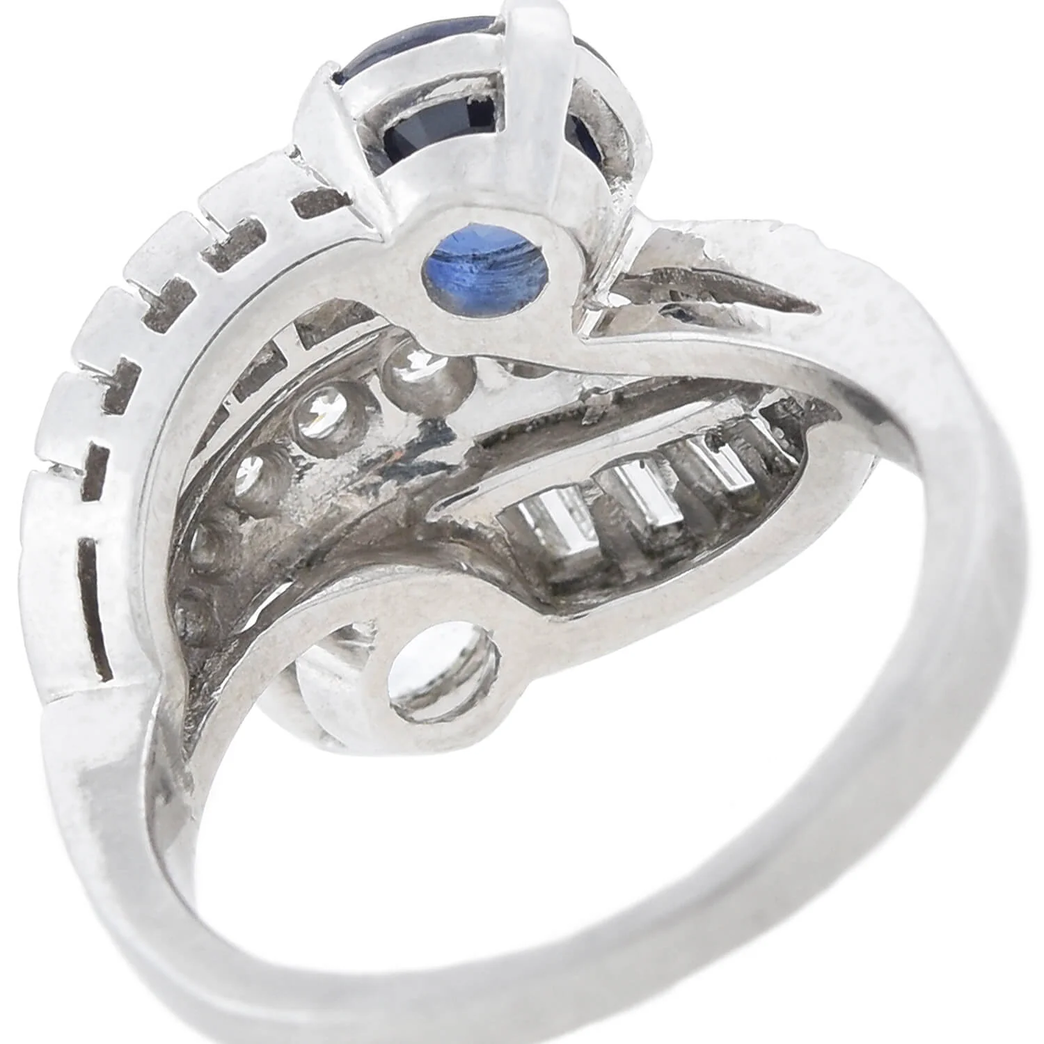 C.D. PEACOCK Art Deco Platinum Diamond + Sapphire Ring - Image 5