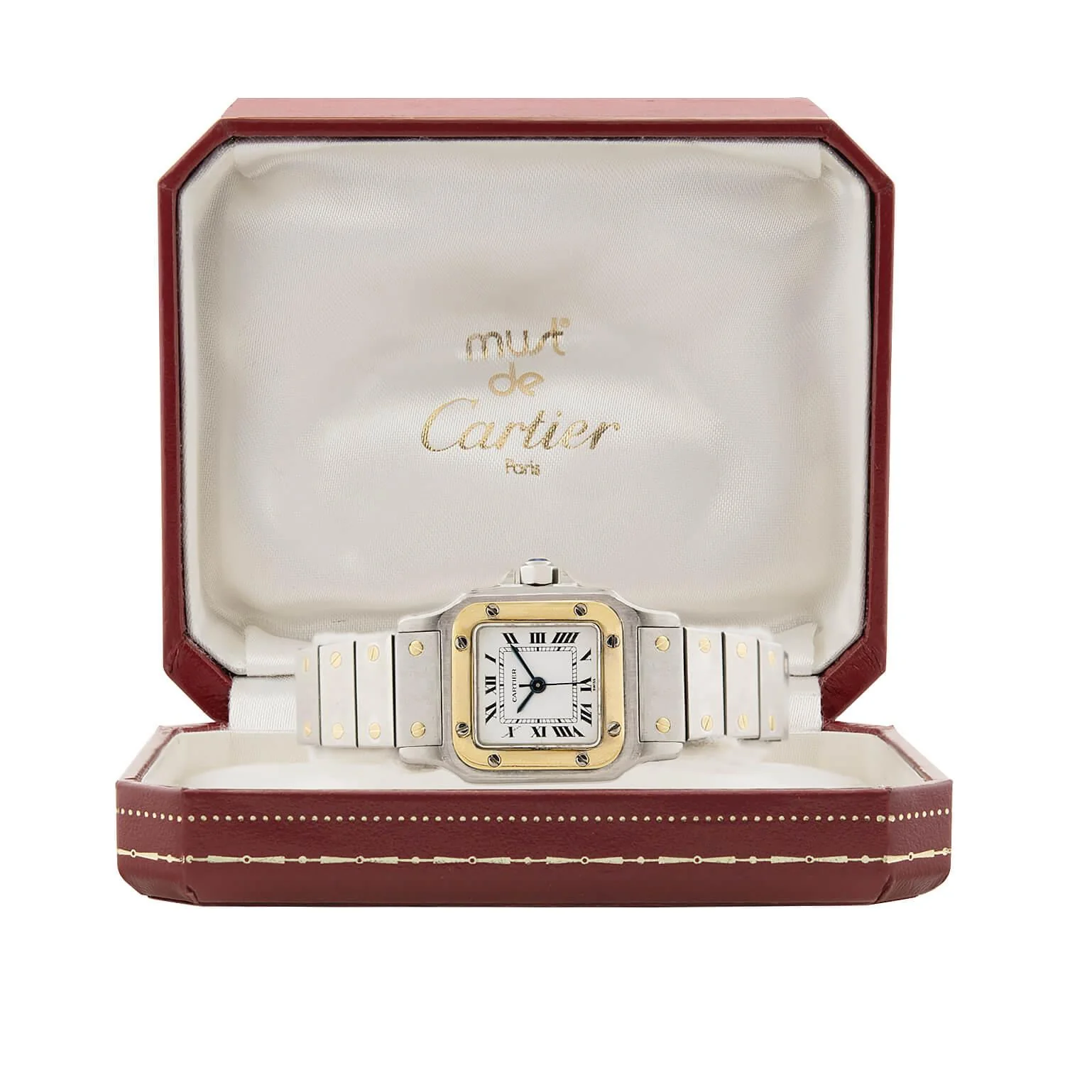 CARTIER  Estate 18k/Stainless Steel Santos Two-Tone Ladies Watch - Image 9
