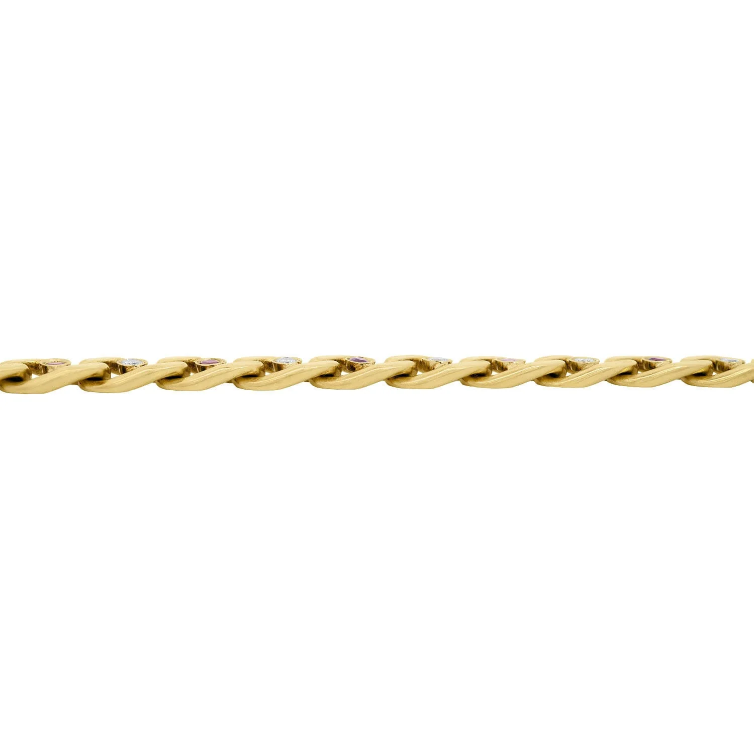 CARTIER Vintage 18k/Platinum Diamond and Ruby Cuban Link Bracelet - Image 3