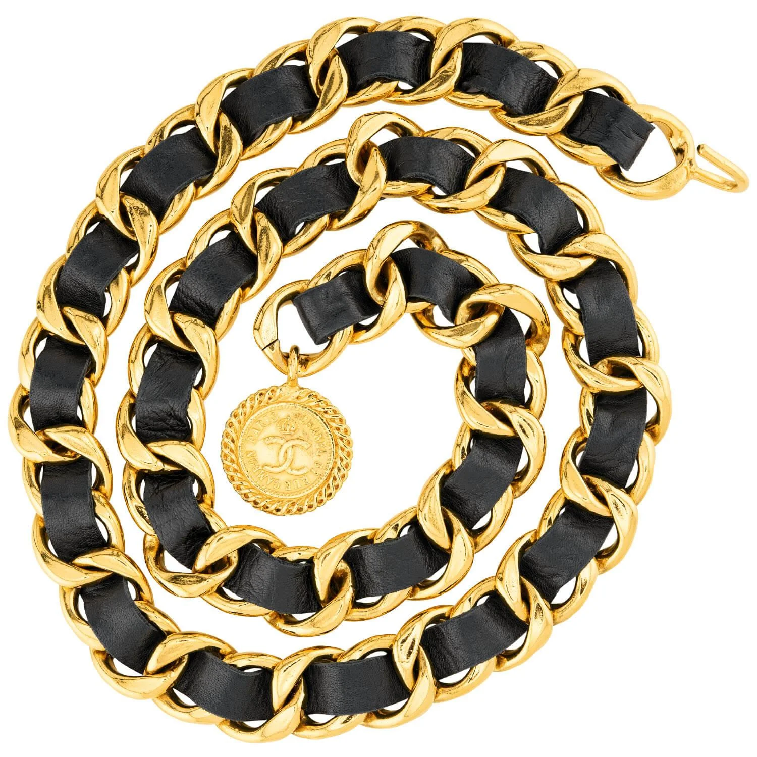 CHANEL Estate Gold Plate, Sterling Silver, and Leather Belt - Image 3