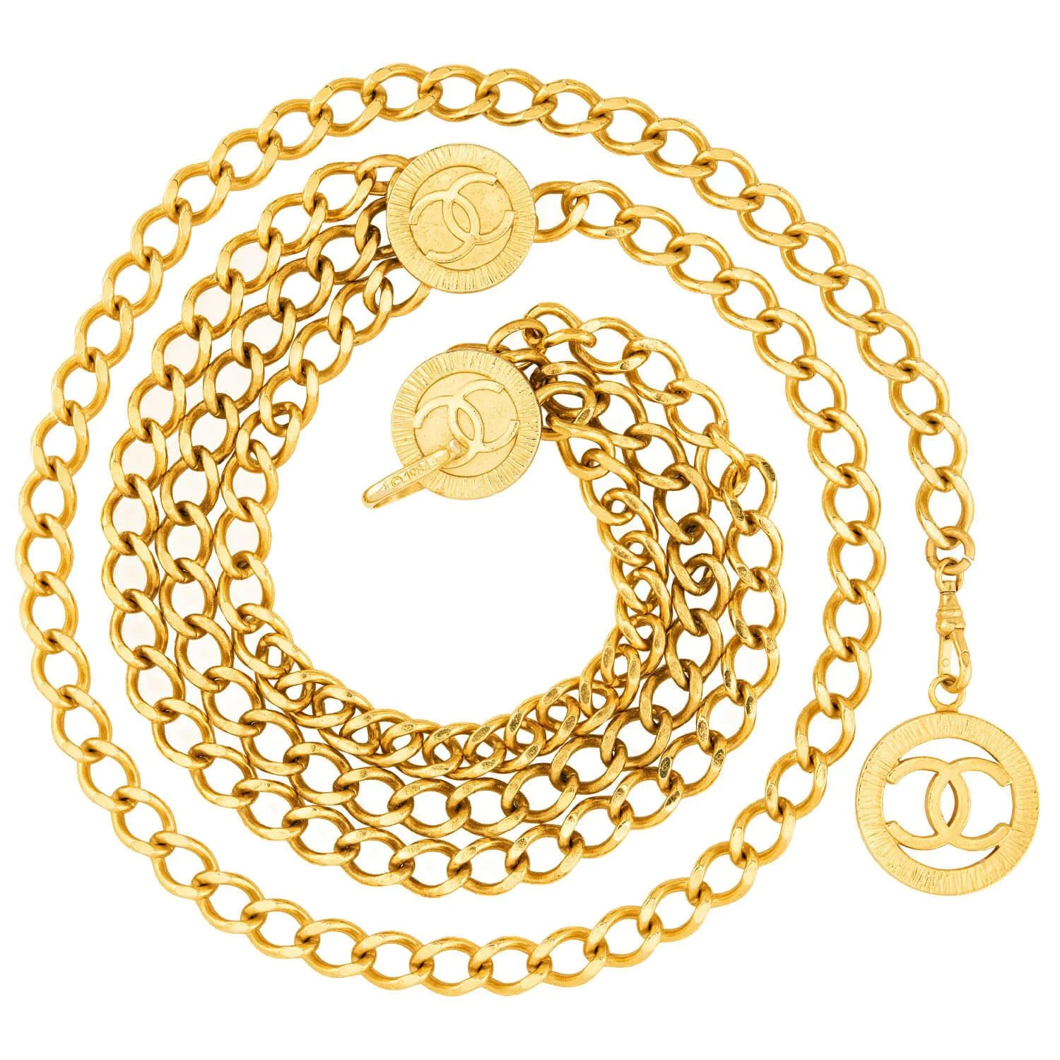 CHANEL Estate Gold Plate/Sterling Silver Chain Belt - Image 3
