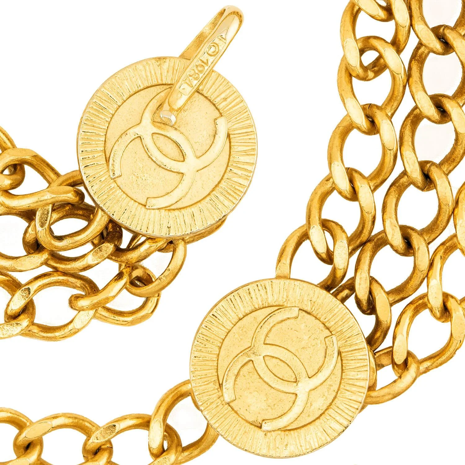 CHANEL Estate Gold Plate/Sterling Silver Chain Belt - Image 5
