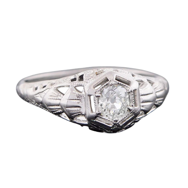 Art Deco 14kt Diamond Engagement Ring .26ct - Image 2