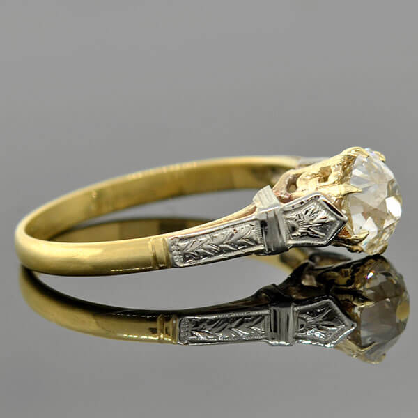 Art Deco 18kt Mixed Metals Diamond Engagement Ring 1.26ct - Image 3