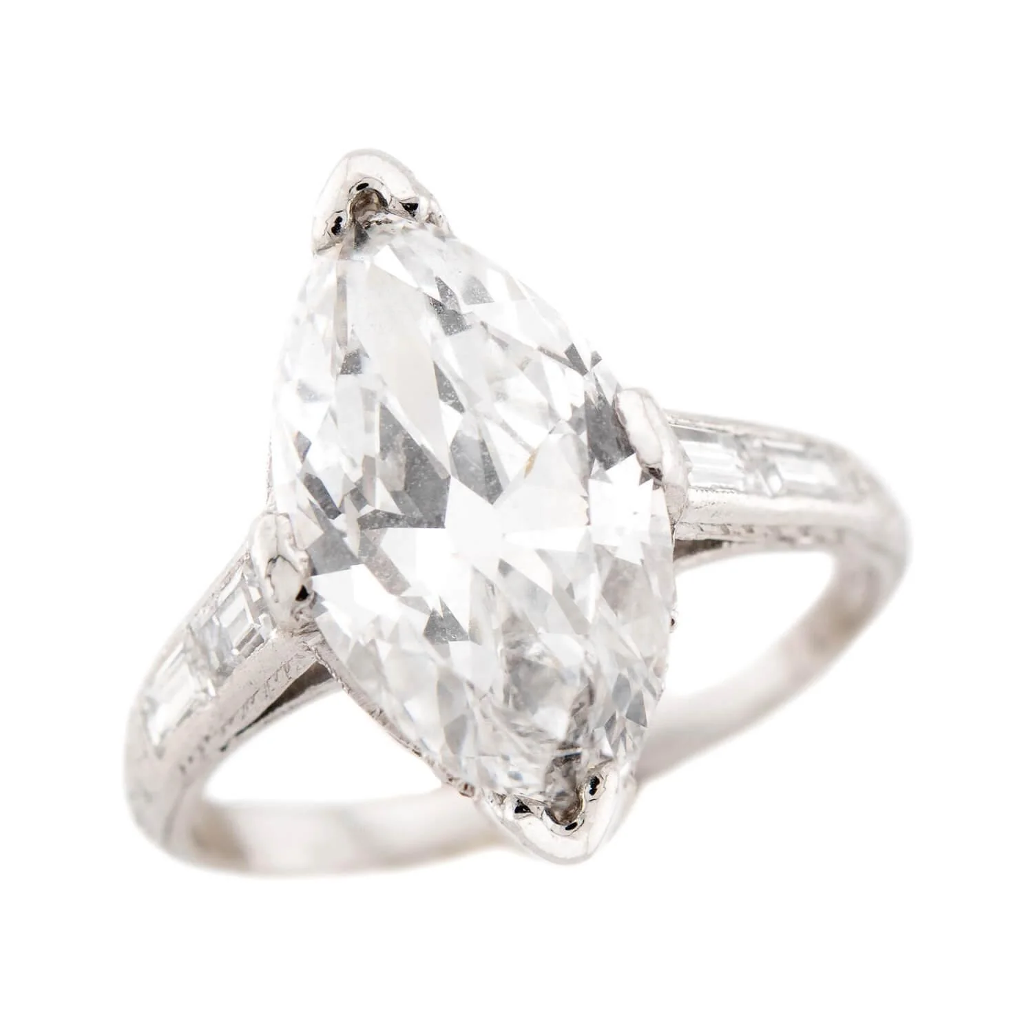 Art Deco Platinum GIA Diamond Engagement Ring 3.34ct