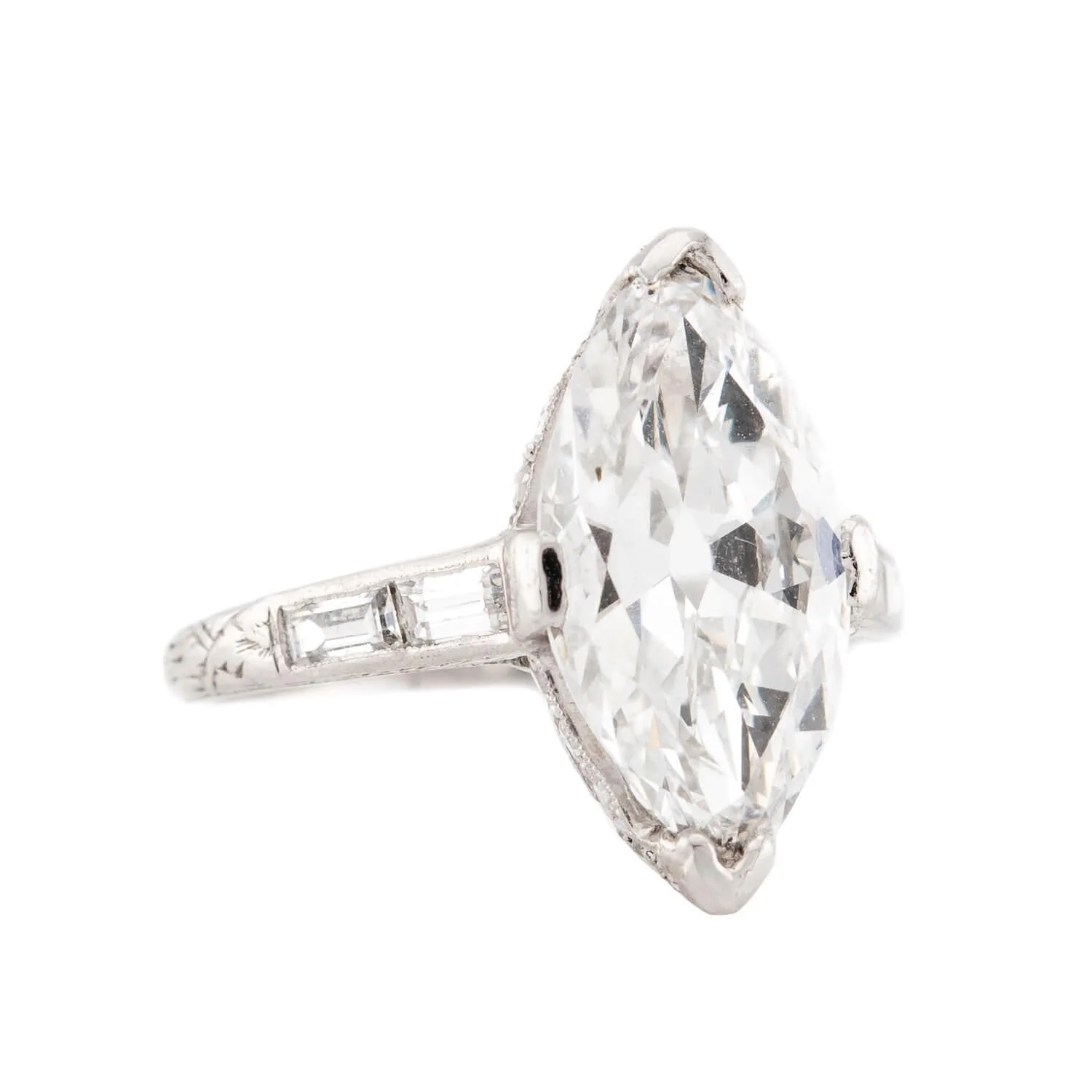 Art Deco Platinum GIA Diamond Engagement Ring 3.34ct - Image 2