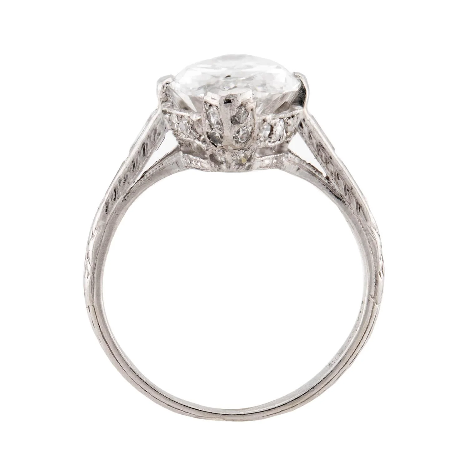 Art Deco Platinum GIA Diamond Engagement Ring 3.34ct - Image 4