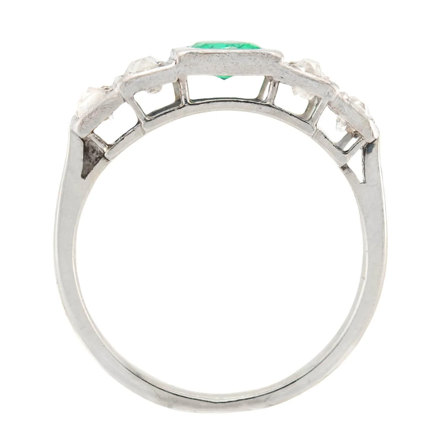 Art Deco Platinum 1.70ct Emerald and Diamond Ring - Image 4