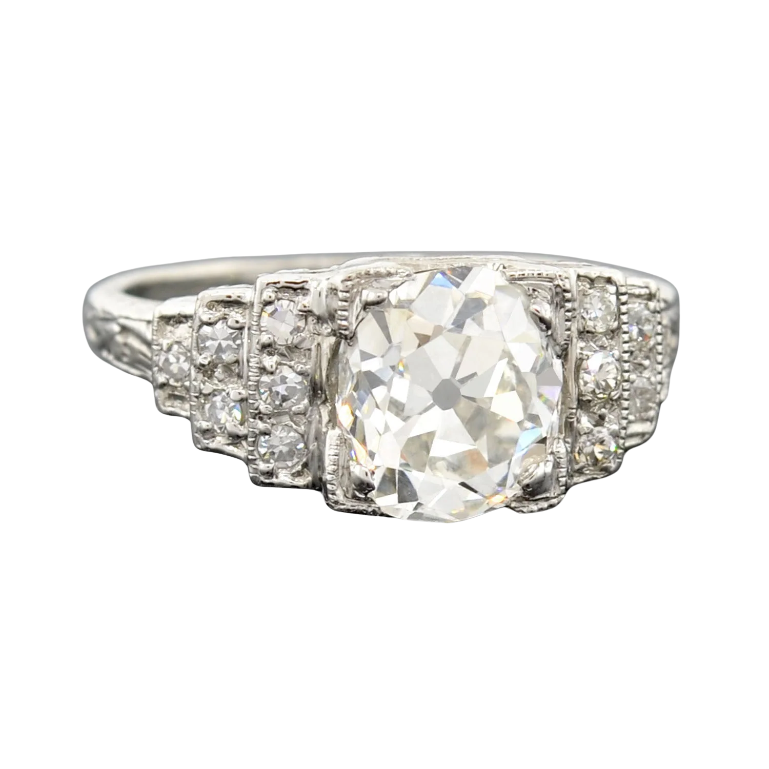 Art Deco Platinum Diamond Engagement Ring 2.16ct - Image 2