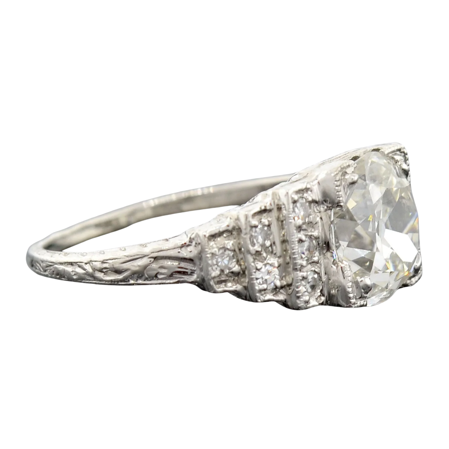 Art Deco Platinum Diamond Engagement Ring 2.16ct - Image 3