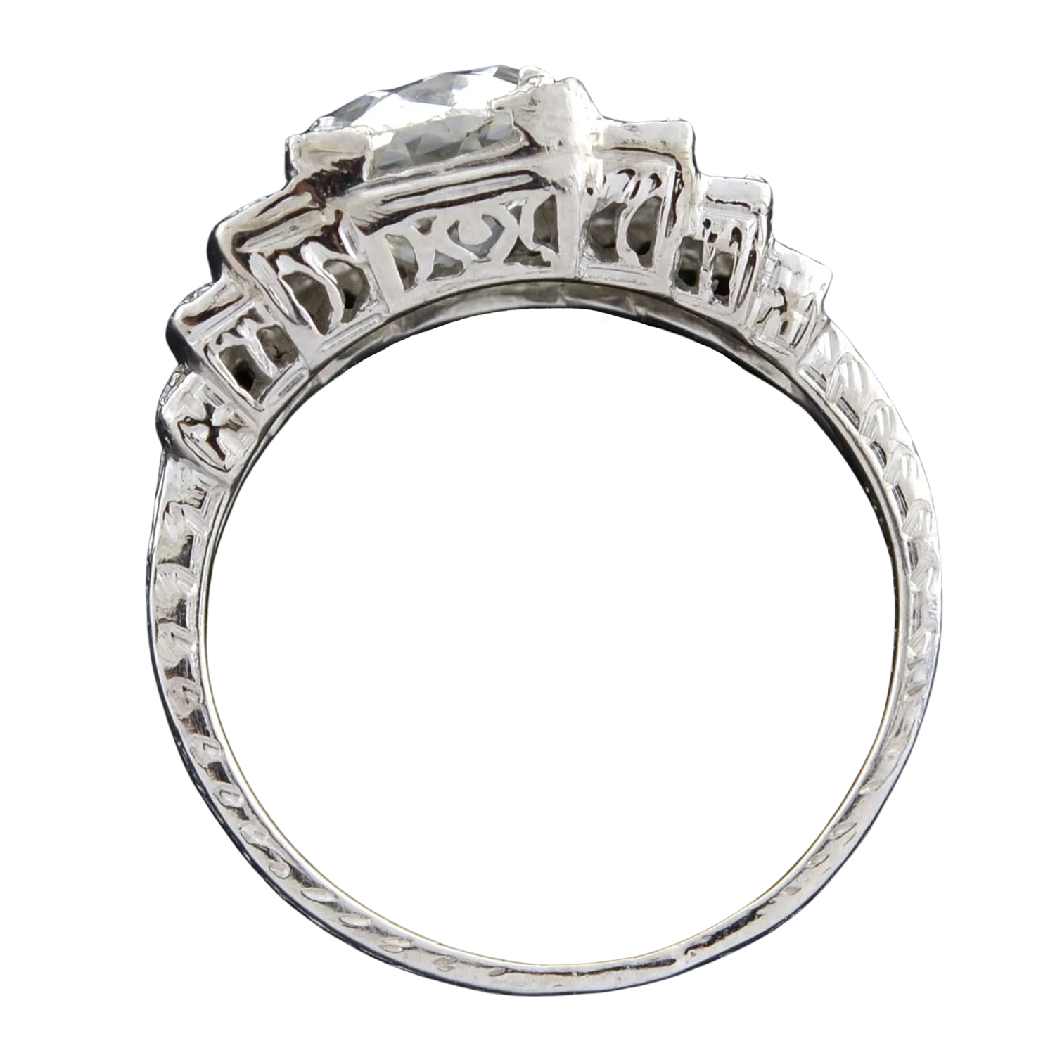 Art Deco Platinum Diamond Engagement Ring 2.16ct - Image 4