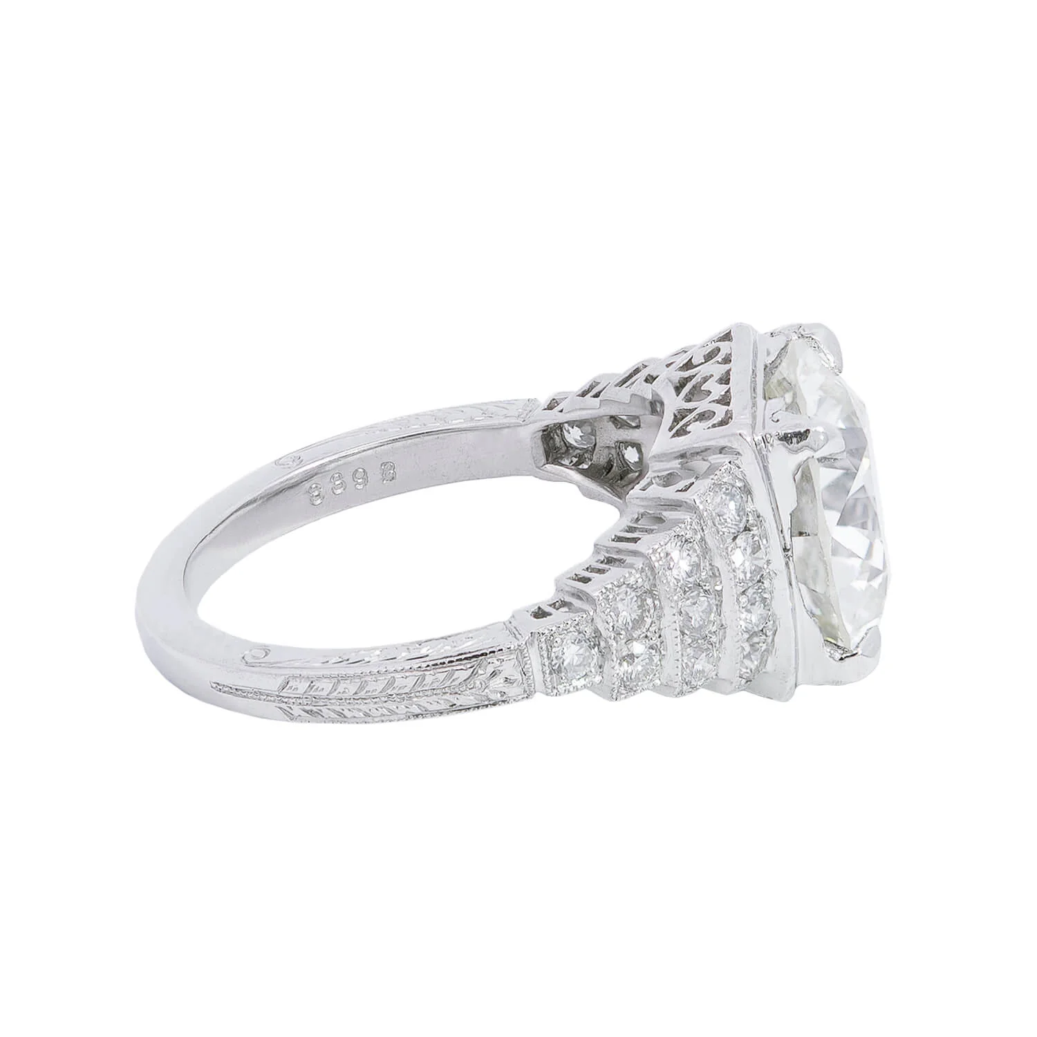 Art Deco Platinum Diamond Engagement Ring 5.09ct center - Image 3