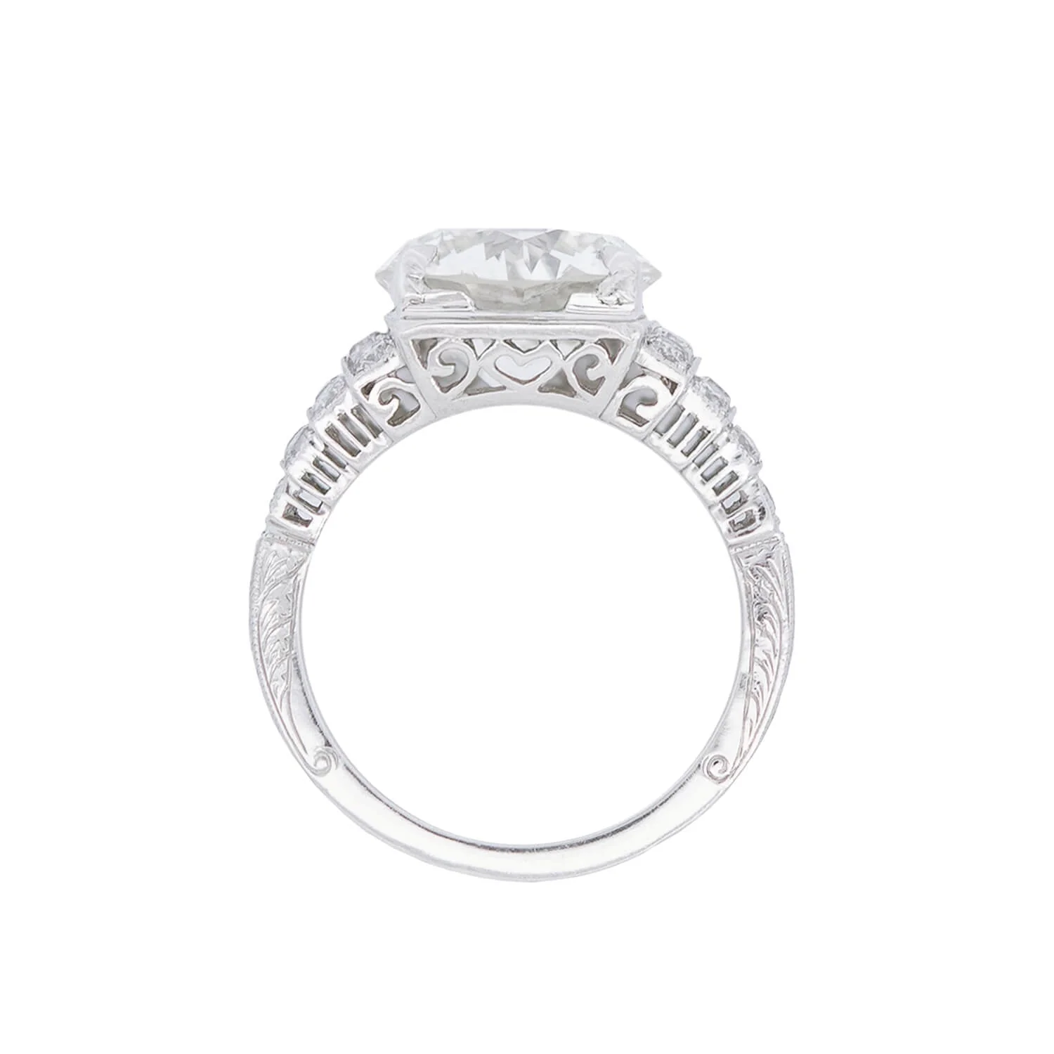 Art Deco Platinum Diamond Engagement Ring 5.09ct center - Image 4