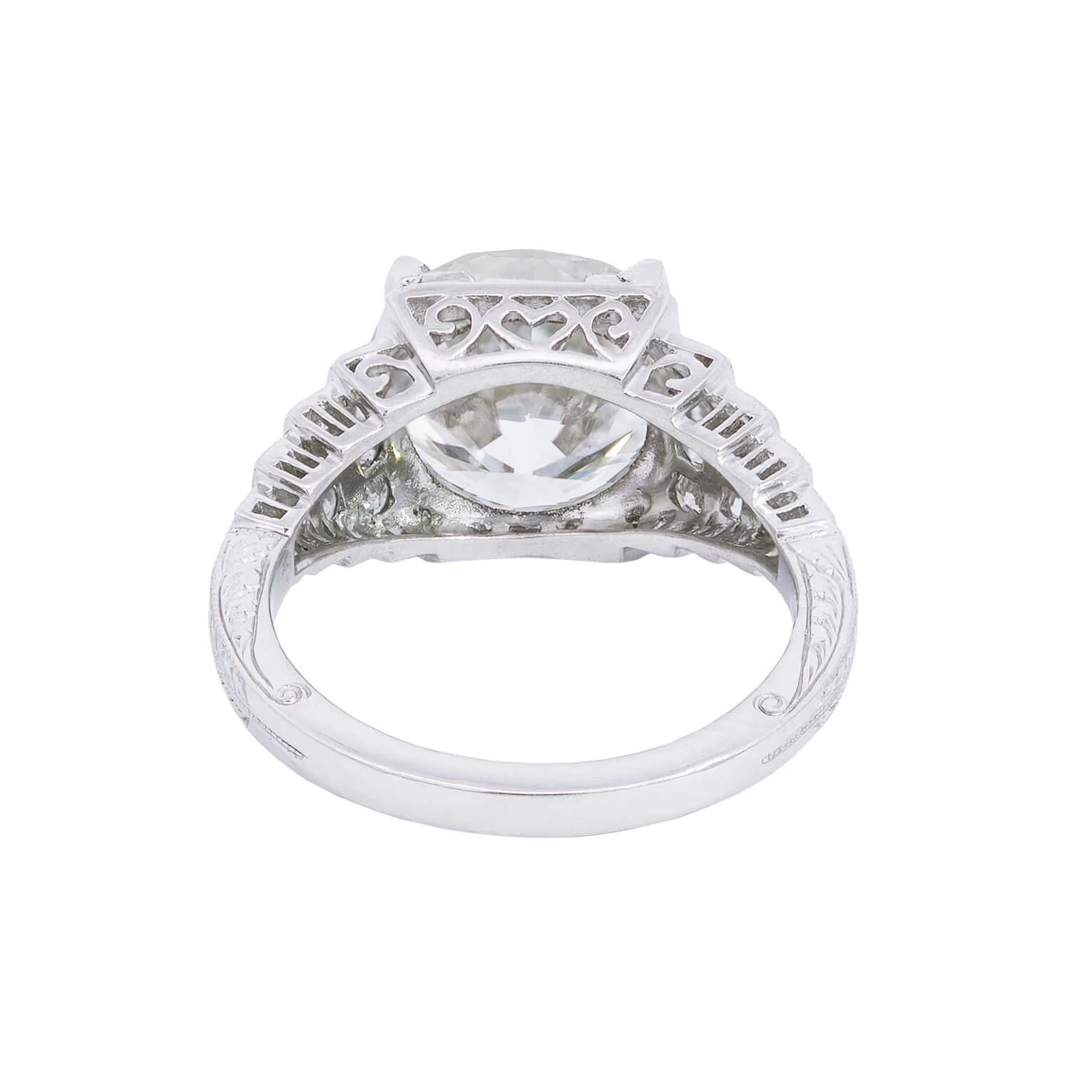 Art Deco Platinum Diamond Engagement Ring 5.09ct center - Image 5