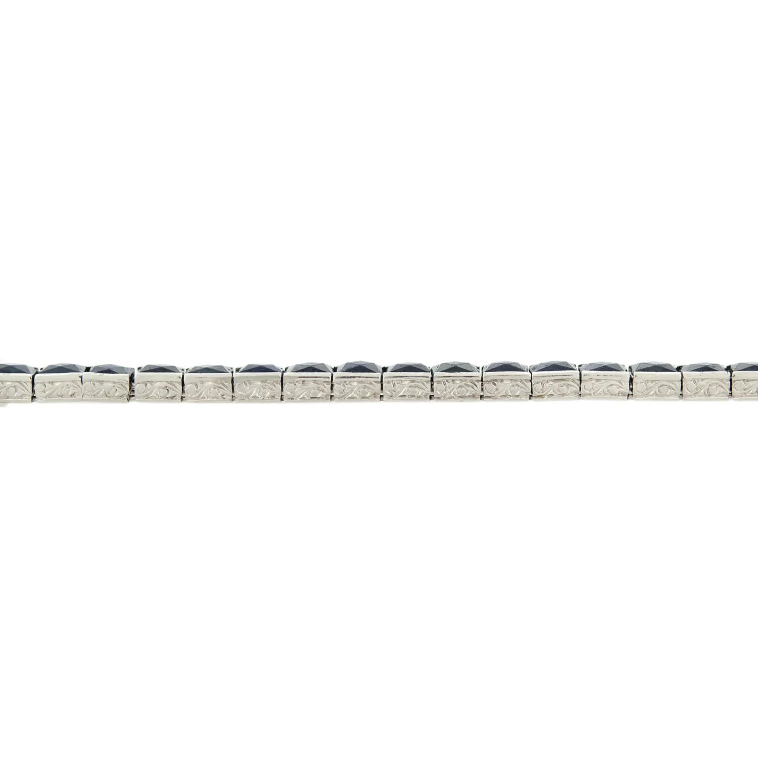 Art Deco Platinum French Cut Sapphire Line Bracelet 12ctw - Image 3