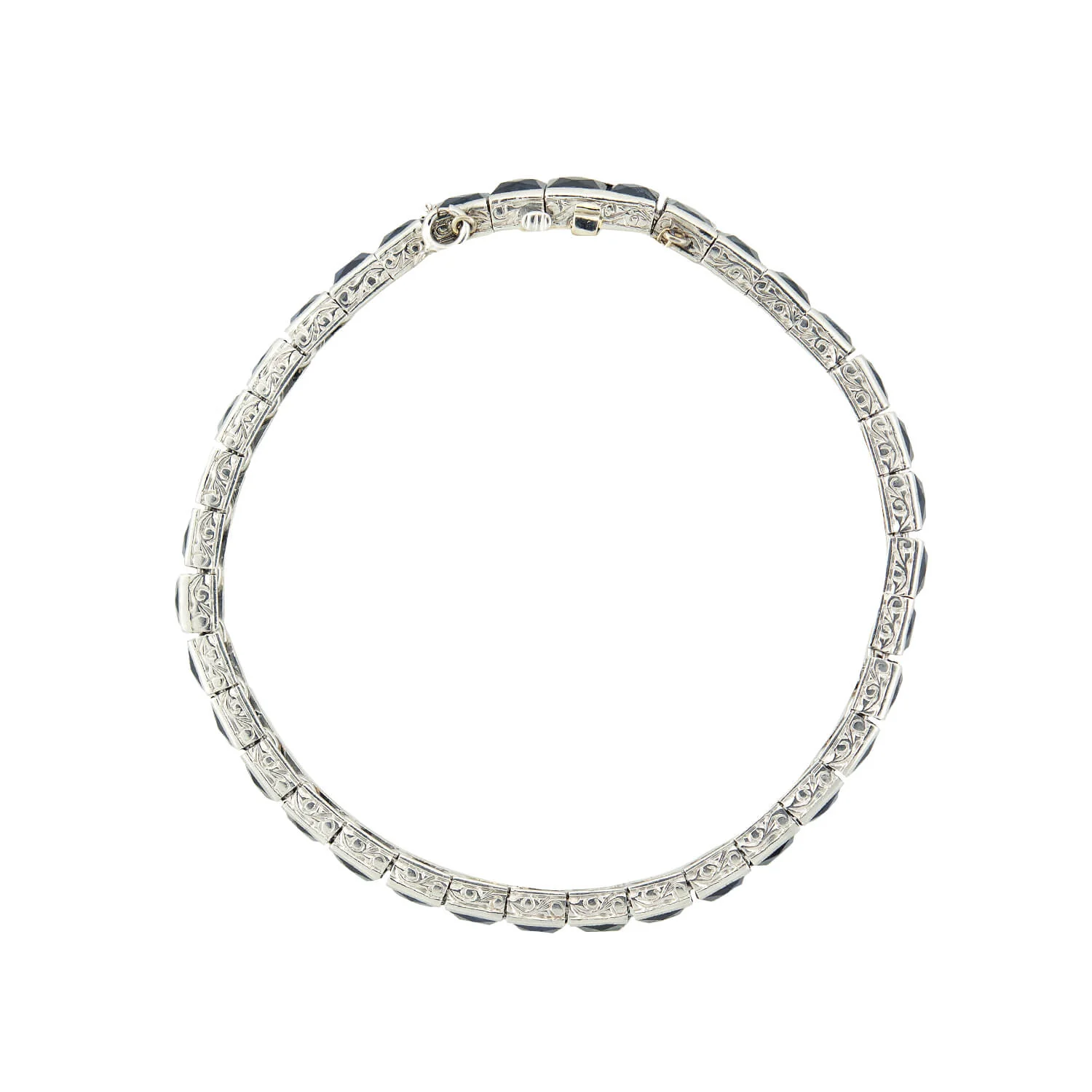 Art Deco Platinum French Cut Sapphire Line Bracelet 12ctw - Image 4