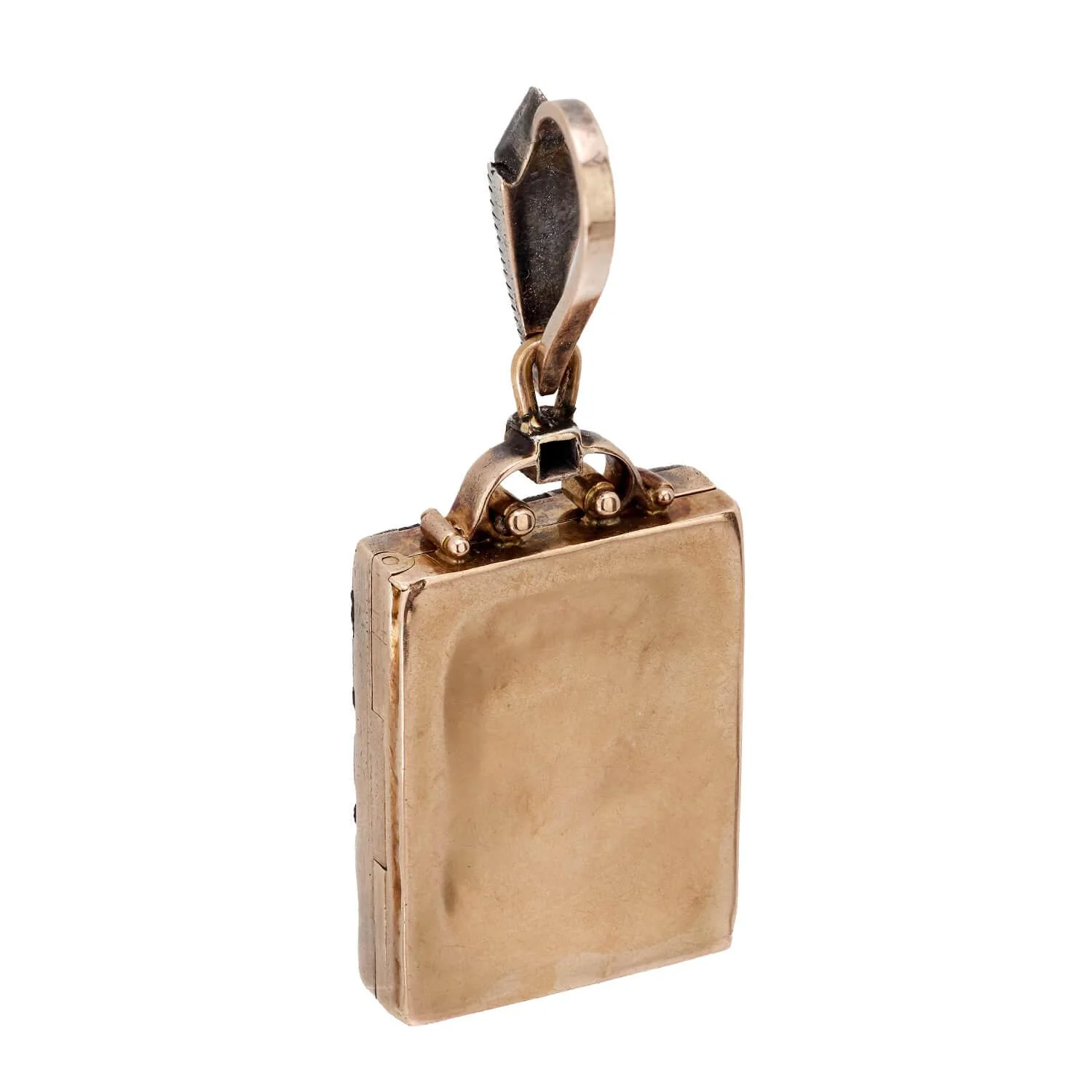 Edwardian 18kt Platinum Onyx & Diamond Checkerboard Locket - Image 5