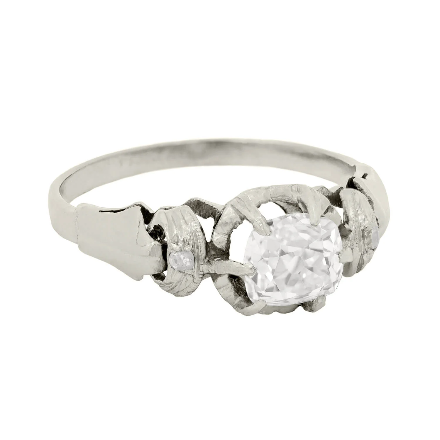 Edwardian Platinum Cushion Cut Engagement Ring .98ct - Image 2