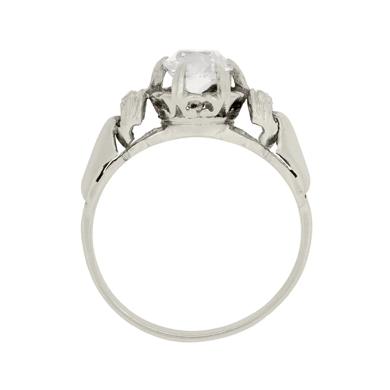 Edwardian Platinum Cushion Cut Engagement Ring .98ct - Image 3