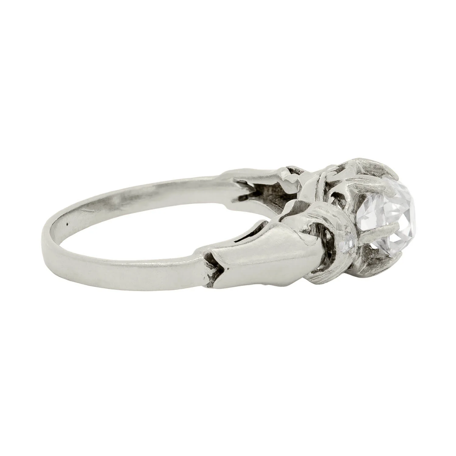 Edwardian Platinum Cushion Cut Engagement Ring .98ct - Image 4