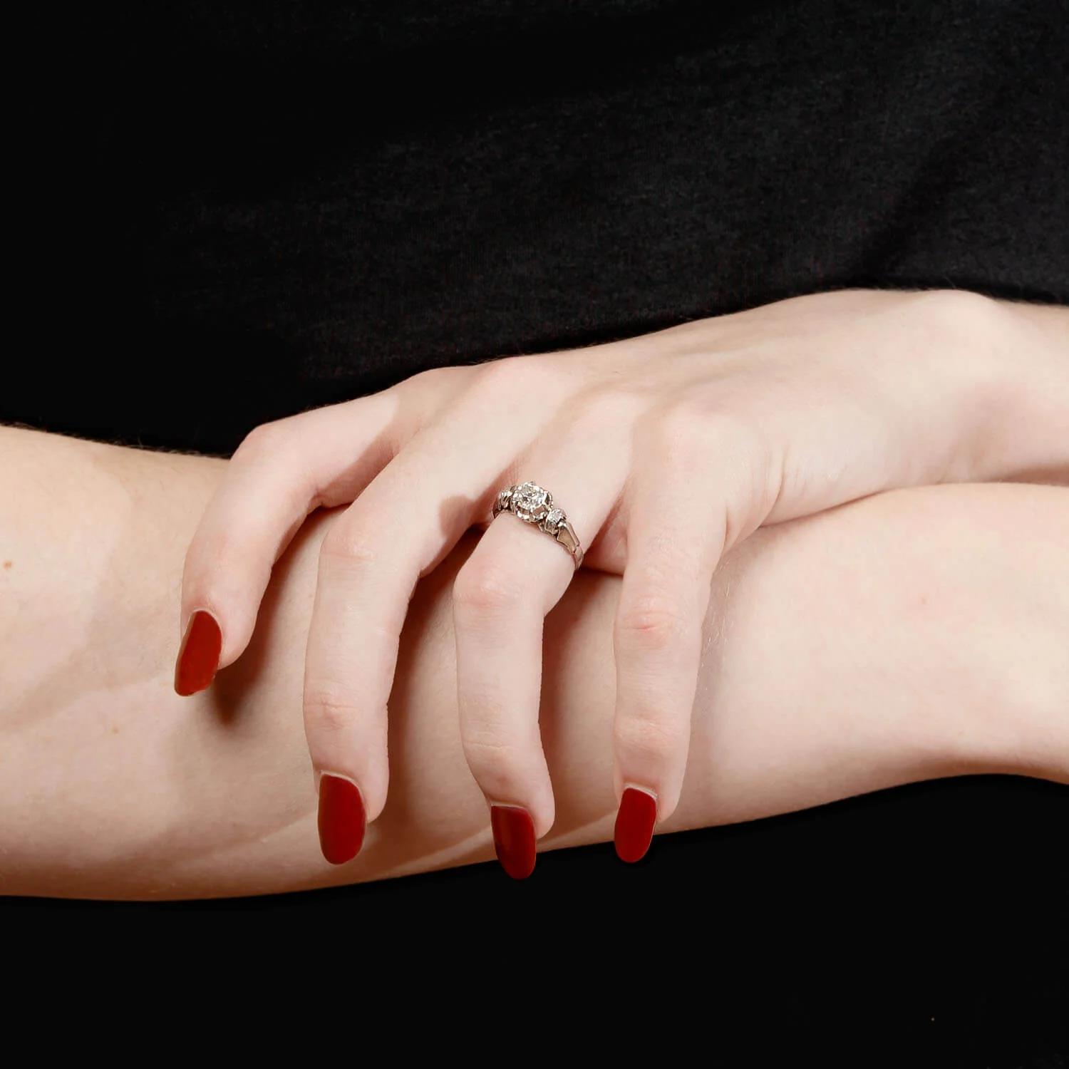 Edwardian Platinum Cushion Cut Engagement Ring .98ct - Image 6