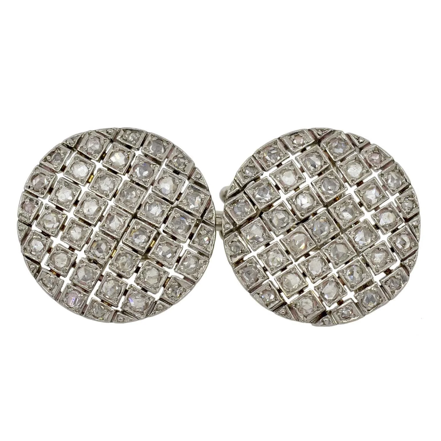 Edwardian Platinum & Rose Cut Diamond Cufflinks - Image 2