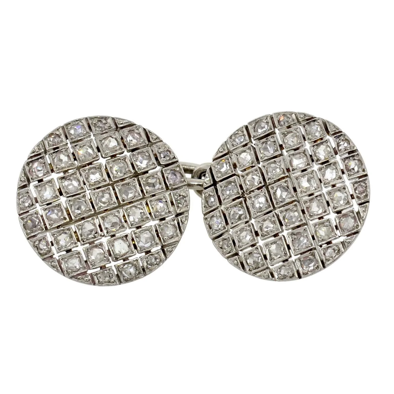 Edwardian Platinum & Rose Cut Diamond Cufflinks - Image 3