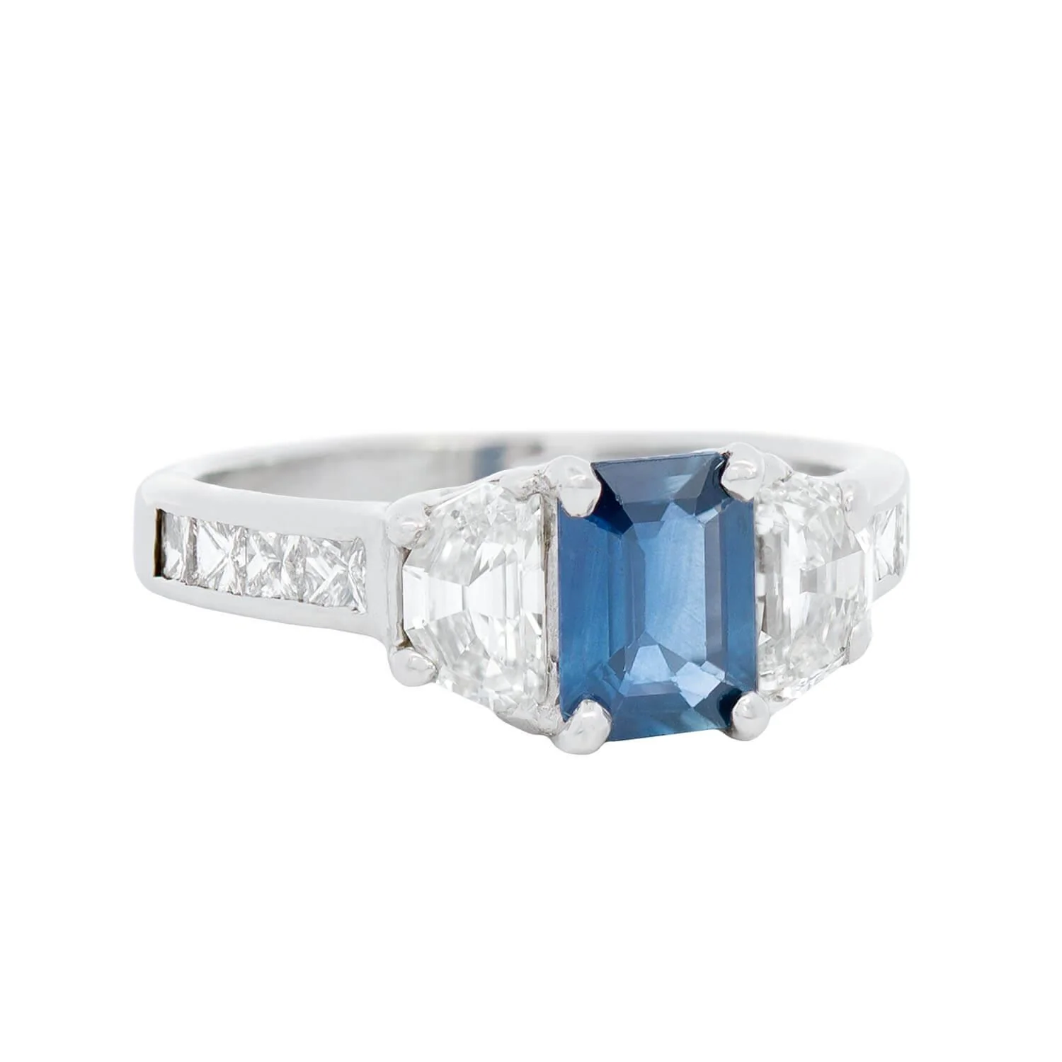 Estate 14k Sapphire and Diamond Engagement Ring - Image 2