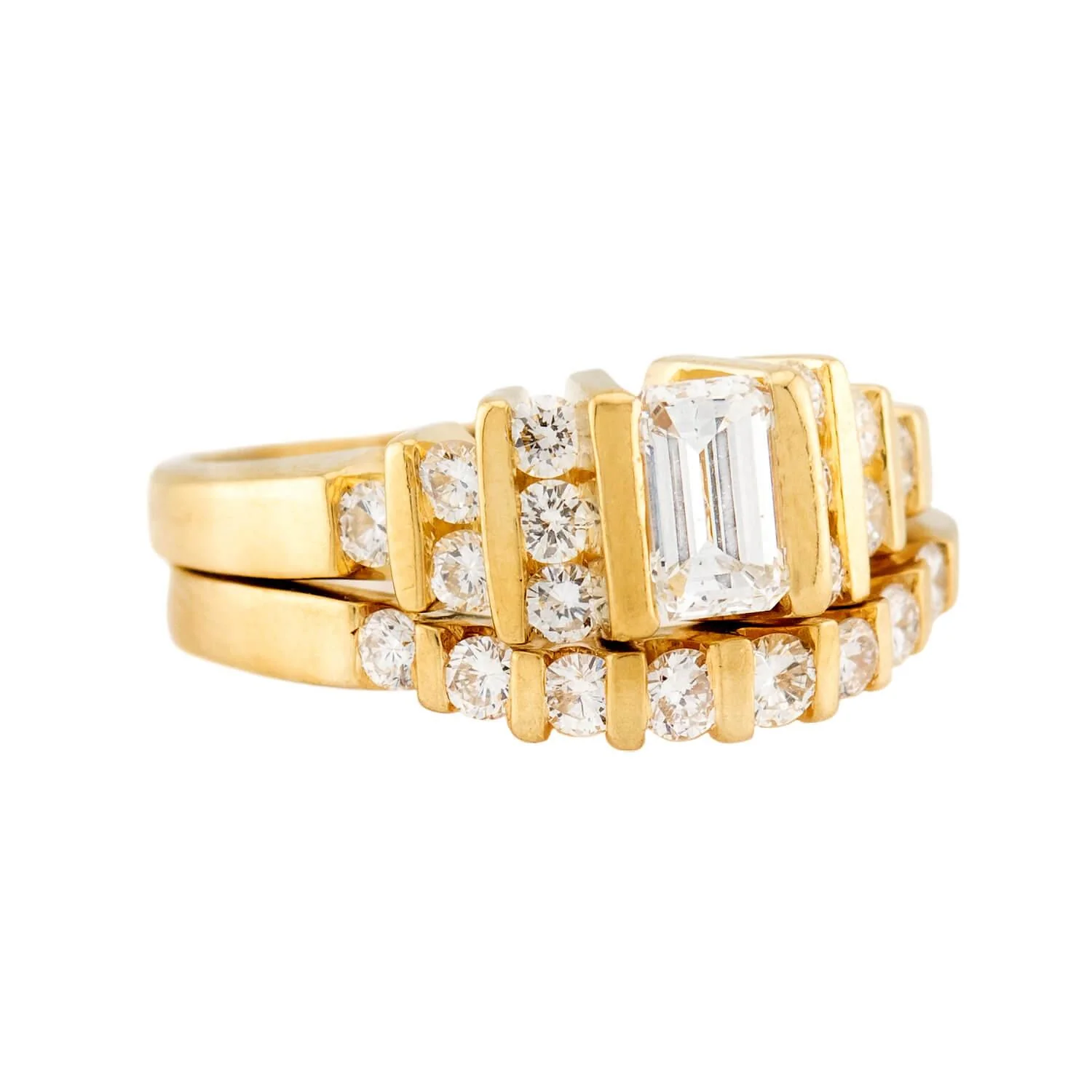 Estate 18k Diamond Engagement Ring Set - Image 2