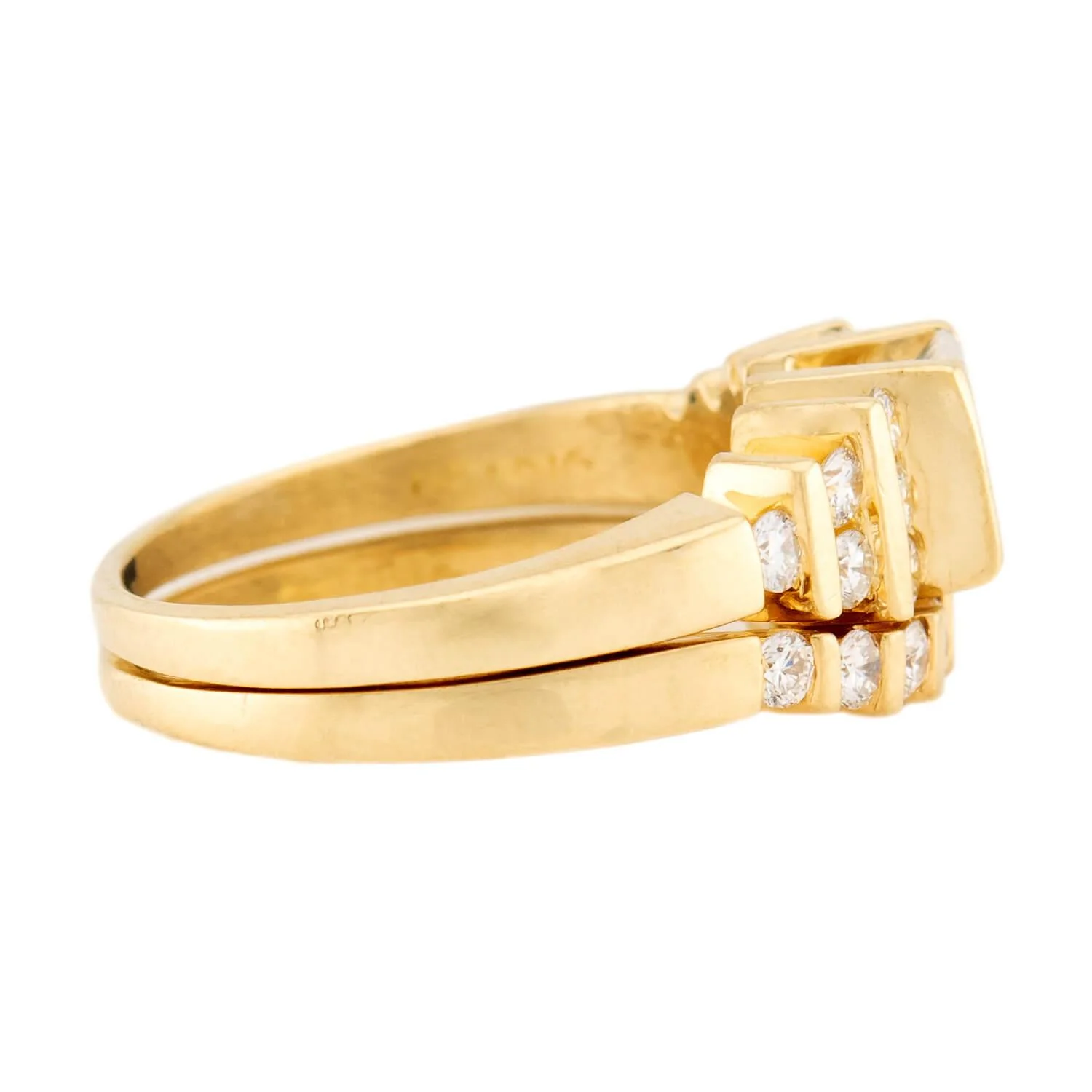 Estate 18k Diamond Engagement Ring Set - Image 3
