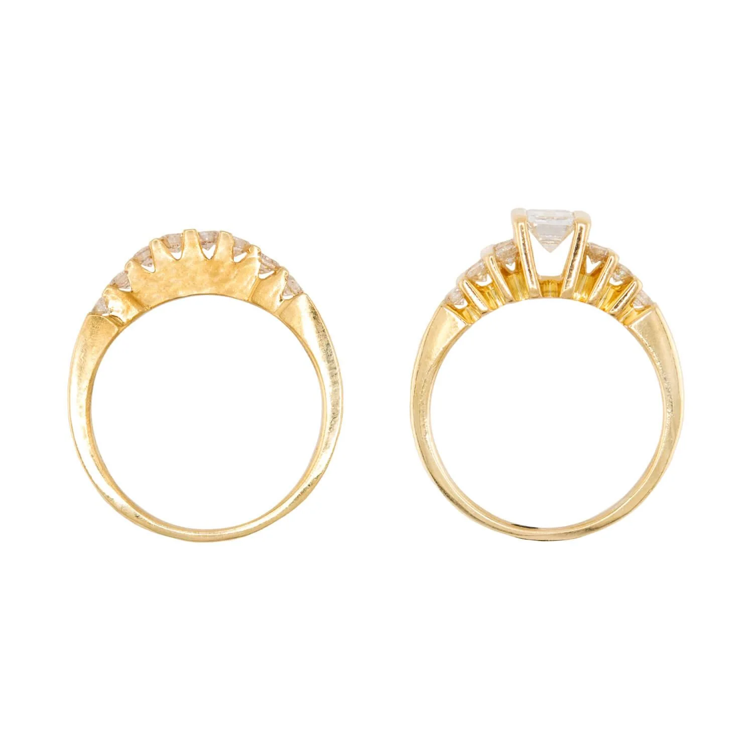 Estate 18k Diamond Engagement Ring Set - Image 4