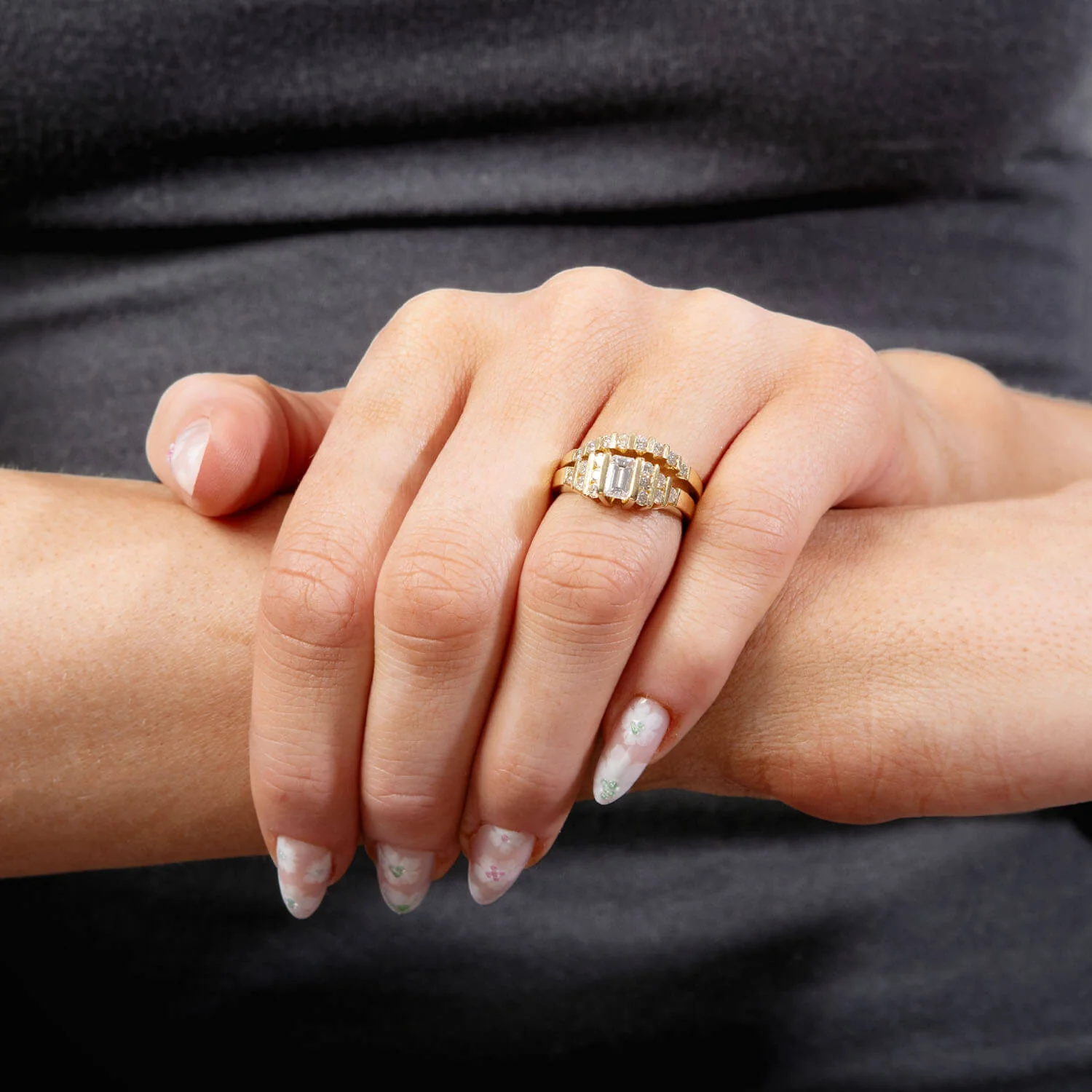 Estate 18k Diamond Engagement Ring Set - Image 9