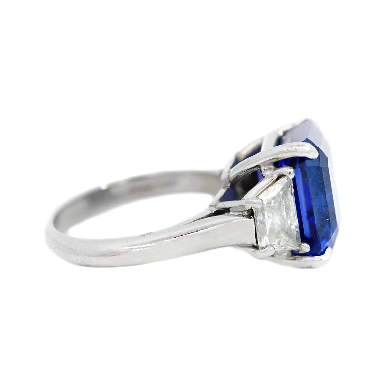 Estate Platinum Emerald Cut Tanzanite + Diamond Ring 6ctw - Image 3