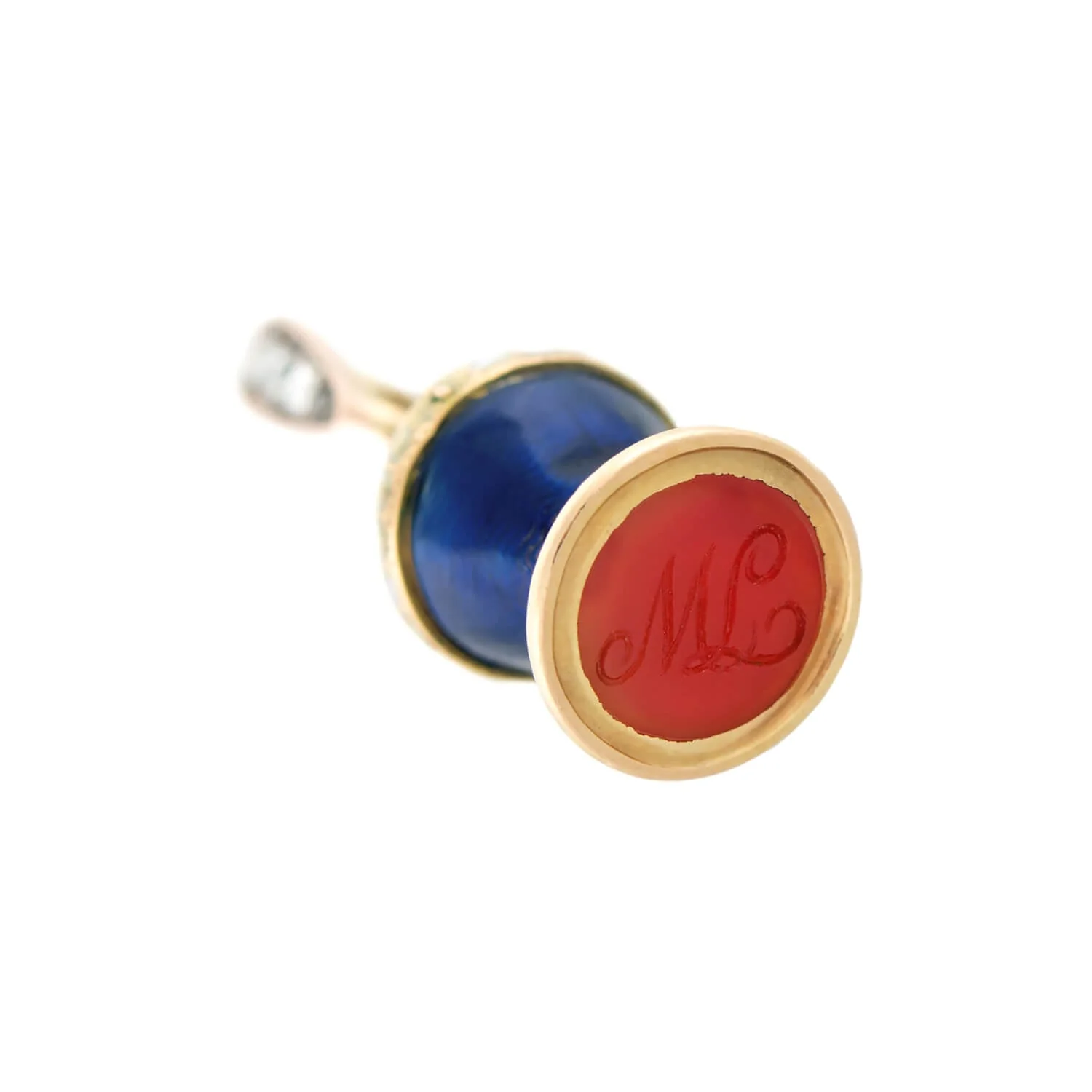 Georgian Petite 18k Quartz Urn Fob/Charm with Enamel - Image 2