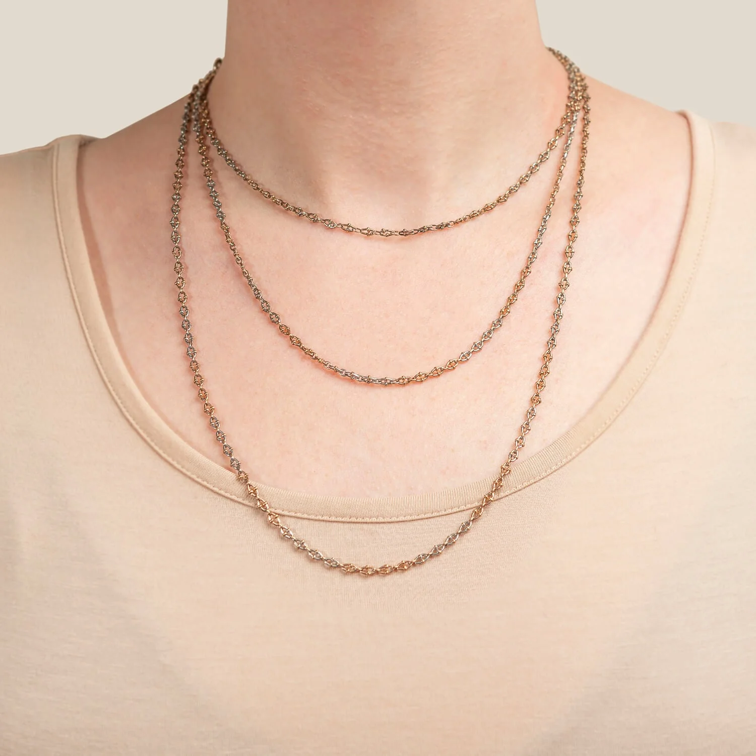 Late Victorian 14kt/Sterling Ball Chain Necklace 60" - Image 5