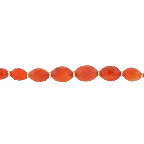 Art Deco Faceted Carnelian & Rock Quartz Crystal Necklace 46" - Image 3