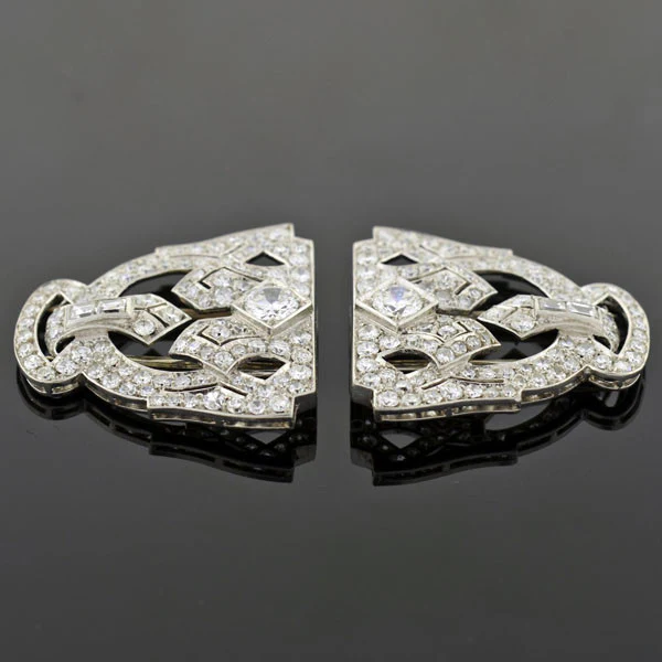 Art Deco Platinum & Diamond Encrusted Pin/Fur Clips 3.51ctw - Image 4