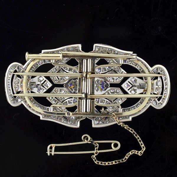 Art Deco Platinum & Diamond Encrusted Pin/Fur Clips 3.51ctw - Image 7
