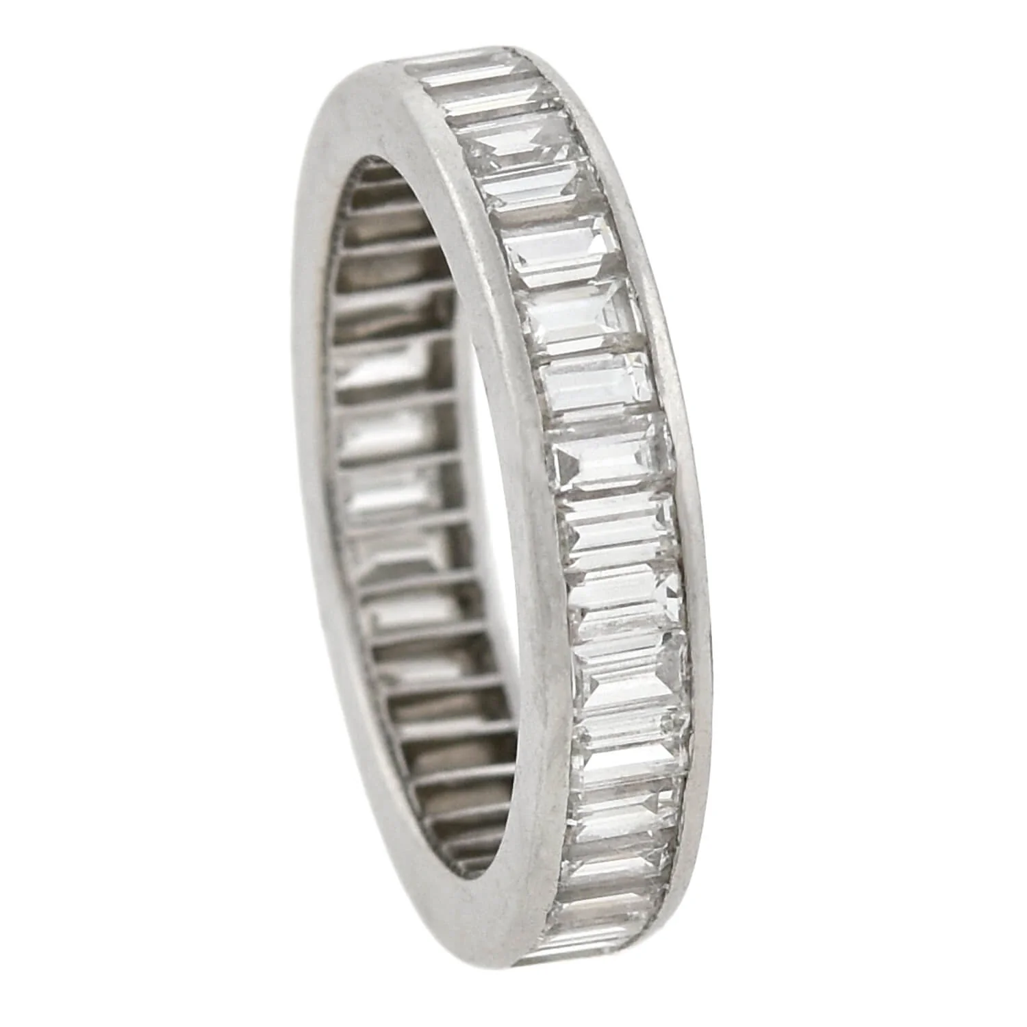 Retro Platinum Baguette Cut Diamond Eternity Band with French Hallmark 2.35ctw - Image 5