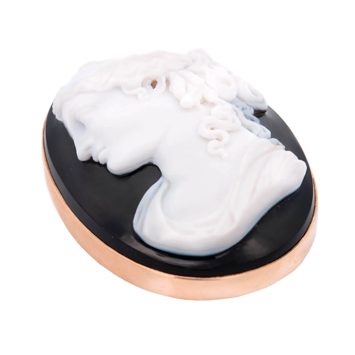 Victorian 10k Onyx Hardstone Cameo Pin - Image 3