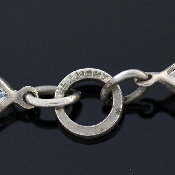 Art Deco German Silver Square Cut Crystal Necklace 55" - Image 8