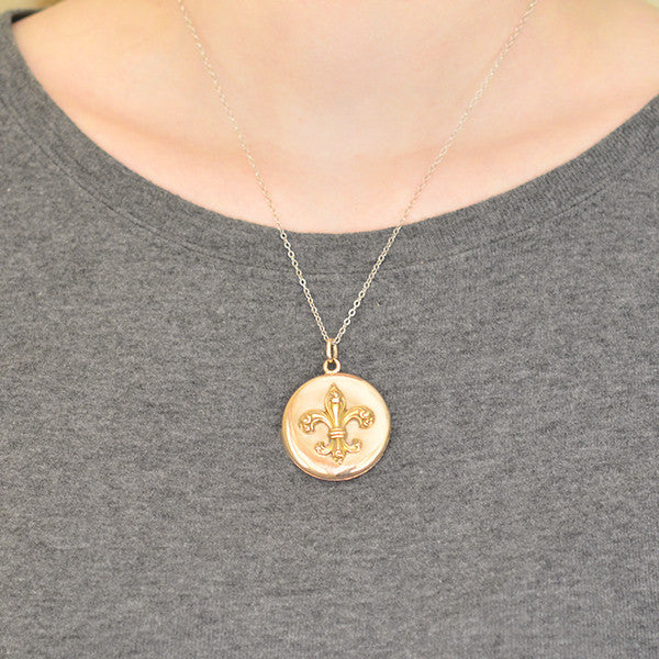 Late Victorian 14kt Gold Fleur de Lys Locket - Image 7