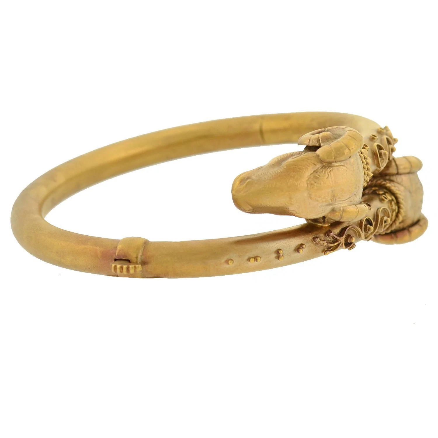 Victorian 14kt Etruscan Double Ram's Head Bypass Bracelet 19.4 dwt - Image 3