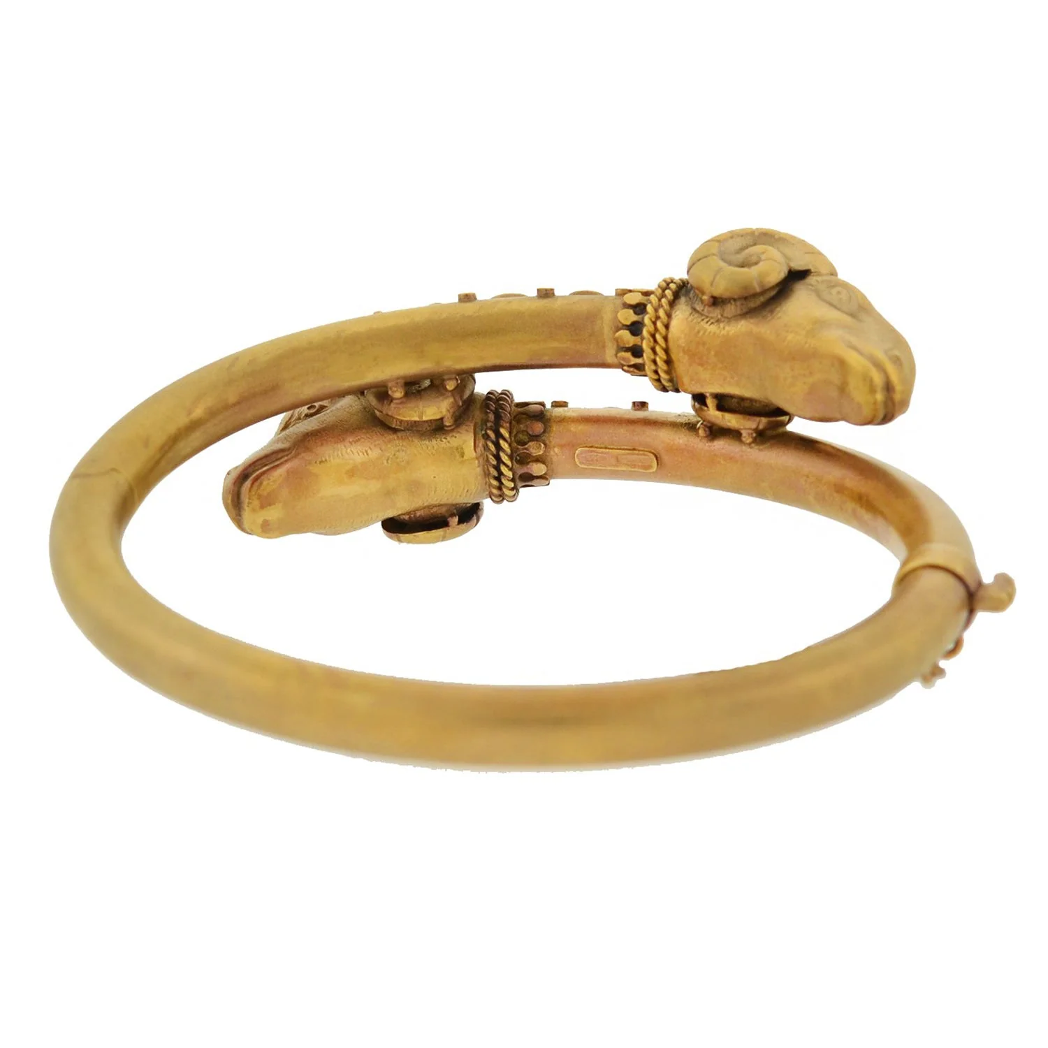 Victorian 14kt Etruscan Double Ram's Head Bypass Bracelet 19.4 dwt - Image 4