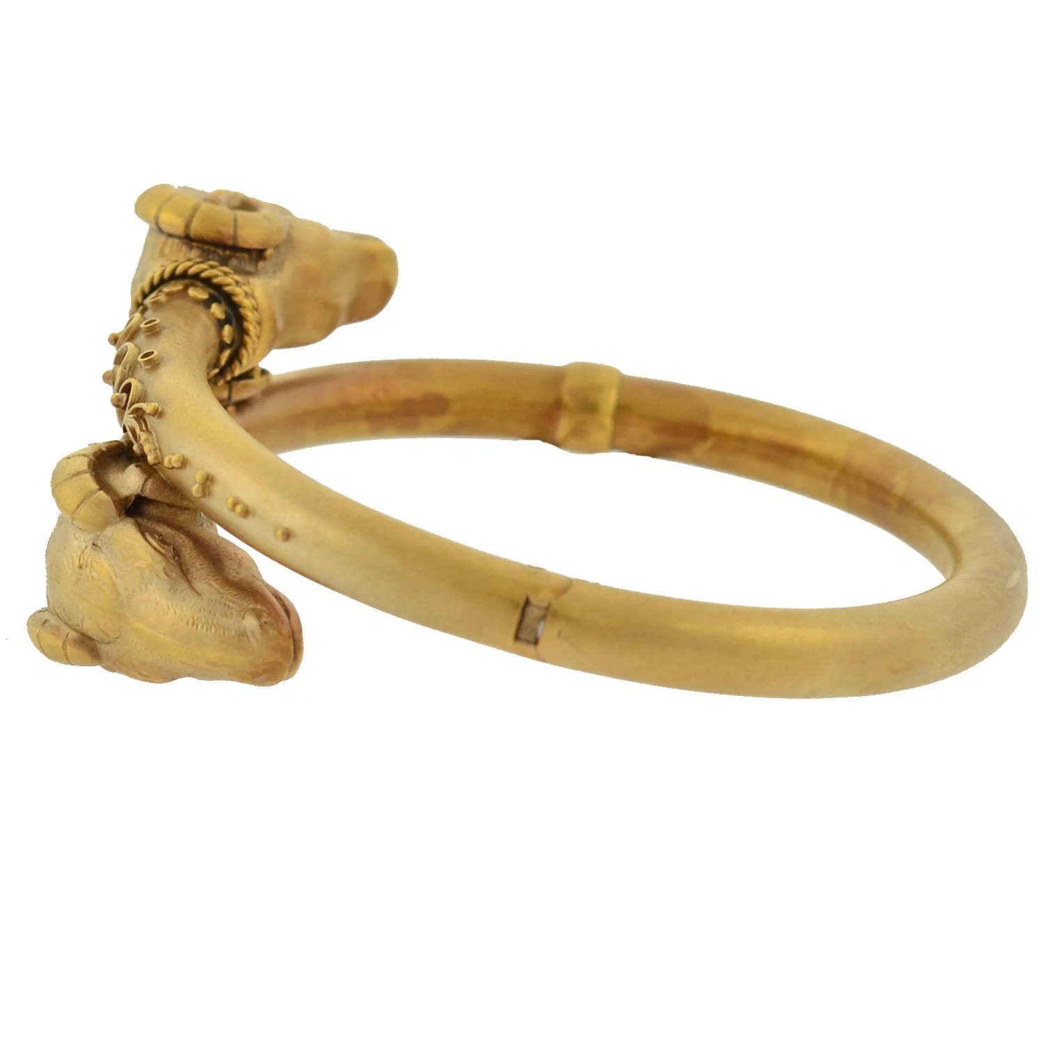 Victorian 14kt Etruscan Double Ram's Head Bypass Bracelet 19.4 dwt - Image 5