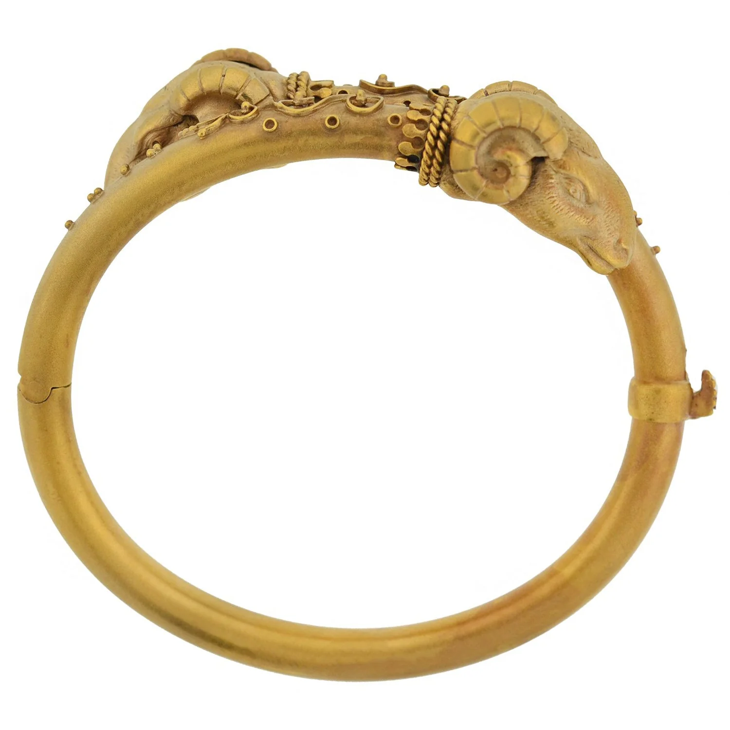 Victorian 14kt Etruscan Double Ram's Head Bypass Bracelet 19.4 dwt - Image 6