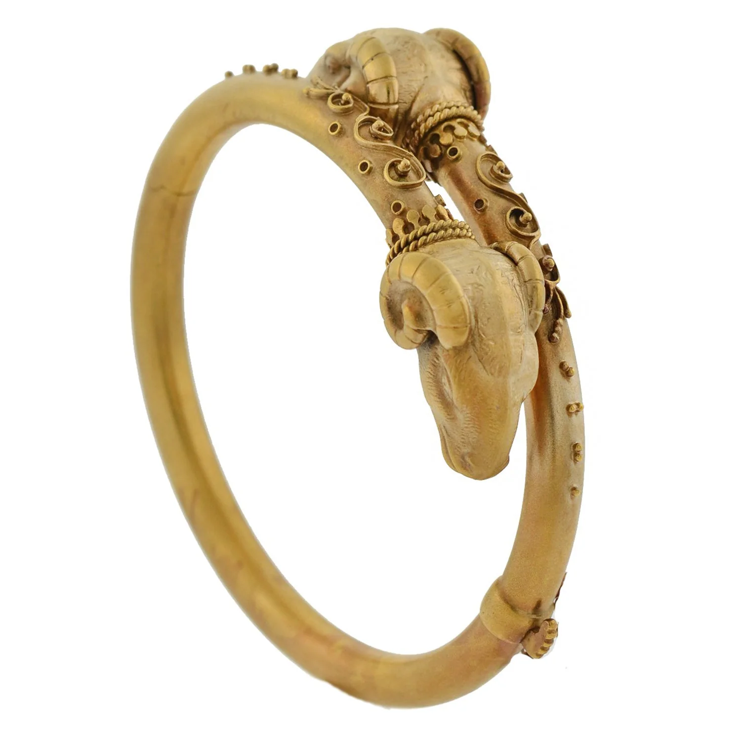 Victorian 14kt Etruscan Double Ram's Head Bypass Bracelet 19.4 dwt - Image 7