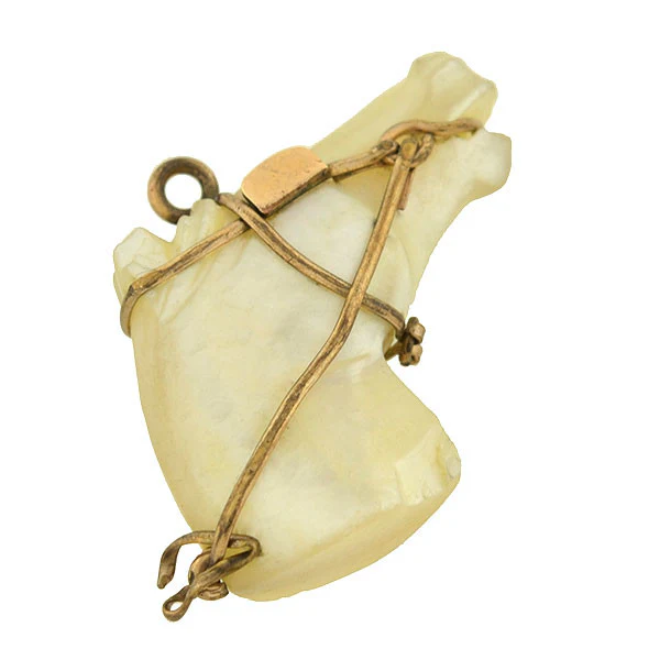 Victorian Gold-Filled Mother of Pearl Horse Fob/Pendant - Image 2