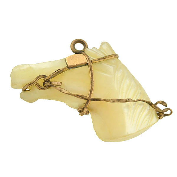Victorian Gold-Filled Mother of Pearl Horse Fob/Pendant - Image 3